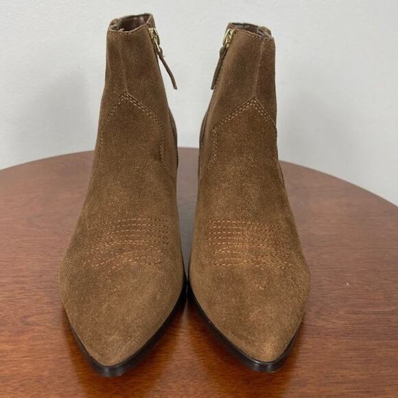 New Villa Rouge Willie Ankle Booties in Russet Suede Women's Size 5.5 - Picture 3 of 10
